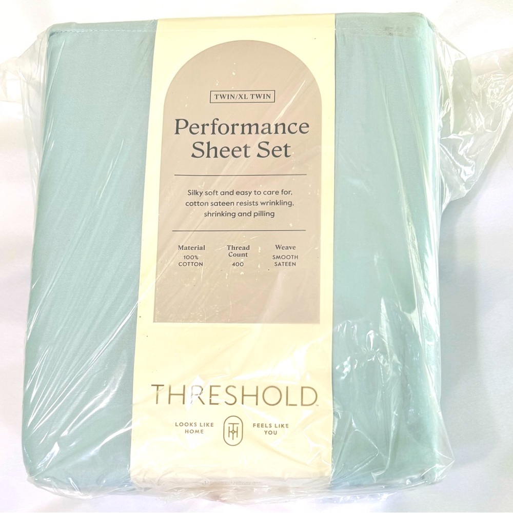 Threshold Solid Performance 400 Thread Count Cotton Sheet Set Twin/XL Twin Blue